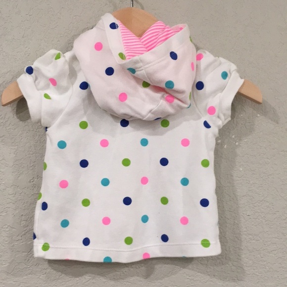 Carter’s Baby Girl Sz 3M Polka Hoodie Jersey Sweatshirt 100% Cotton - Picture 3 of 7